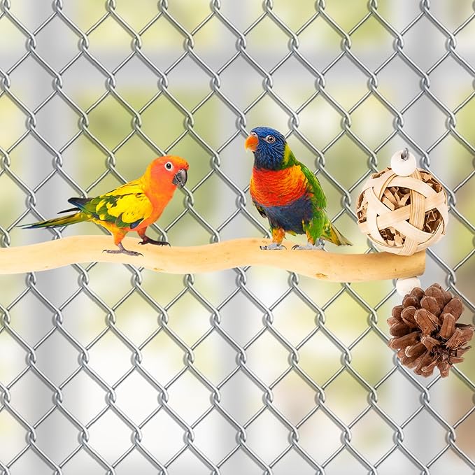 Bird Toys Perch Stand for Cage with Pine Cones, Natural Parrot Toys, Small Chewing Sticks Toys Bird Cage Accessories for Conures Parakeets Cockatoo African Grey Parrots (1PCS)-Mewly Pet
