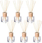 Roshtia 6 Set Reed Diffuser Bottle Empty Refillable Fragrance Glass Diffuser Bottles with Wooden Caps Rattan Sticks 50ml 1.7 oz Square Glass Jars for DIY Fragrance