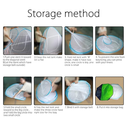 AMMER Pop-Up Mosquito Net Tent for Beds Portable Folding Design with Net Bottom for Baby Adults Trip (79 x71x59 inch)