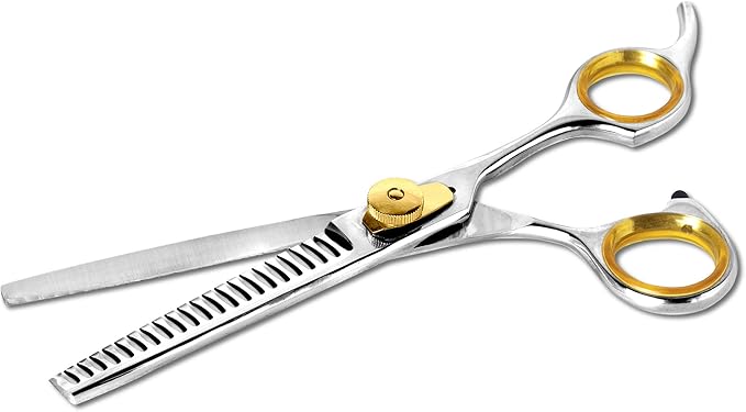 Sharf Professional Thinning Shears: Sharp 440C Japanese Steel Chunkers, 6.5" 22-Teeth Gold Touch Dog Grooming Scissors with Easy Grip Handles-Mewly Pet