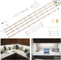 WOBANE LED Under Cabinet Lighting Kit,Flexible LED Ribbon Lights Bar,Under Counter Lights for Kitchen,Cupboard,Desk,Showcase,Shelf,6.6 Feet Rope Light Set,120 LED,1200lm,6000K White,4 Panel