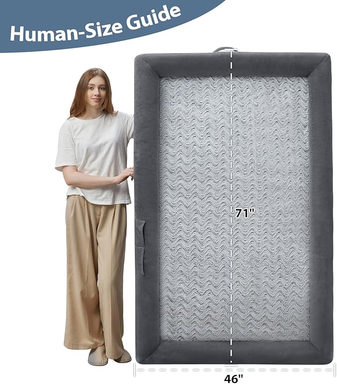 WNPETHOME Human Dog Bed for Adult, Washable Dog Couch with Removable Waterproof Cover, Orthopedic Large Pet Sofa Bed with Bolster Sides for Sleeping-Mewly Pet