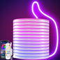 LED Neon Rope Lights, 16.4ft RGB LED Light Strip, 24V Music Sync App/Remote Control DIY Rope Light, IP67 Waterproof Gaming Neon Strip Lights for Bedroom Indoor Oudoor Décor