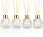 4Pcs Reed Diffuser Set with Metal Golden Decoration, Empty Reed Diffuser Bottles with 20Pcs Reed Diffuser Sticks, Unique Design Bottles for Home and Office(2 Spiky Ellipsoidal+2Twill)