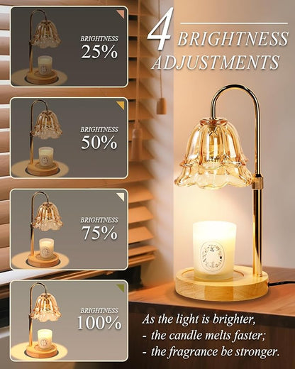 Flower Candle Warmer Lamp with Timer Dimmable, Christmas Birthday Gifts for Women Mom, Candle Warming Light Height Adjustable, Wax Melt Warmer for Jar Scented Candles, Housewarming Candle Lamp