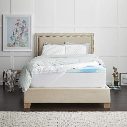 4" SealyChill™ Gel + Comfort Memory Foam Mattress Topper with Pillowtop Washable Allergen Resistant Cover, Queen (F02-00161-QN0), White