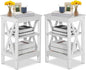 VECELO Modern Nightstands X-Design Side End Table Night Stand with Storage Shelf for Bedroom,Living Room,Set of 2 (White A2)