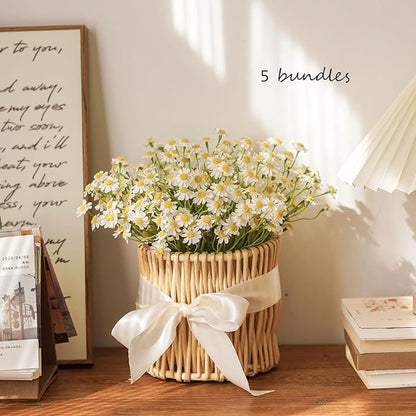 Small White Daisy Flowers Artificial,6 Bouquet/36Pcs 10 Inch Fake Daisies,Cute Spring Wildflowers for Centerpiece Table Decor