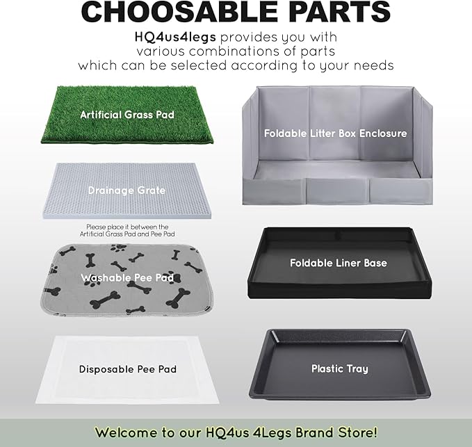 Dog Grass Pad with Foldable Dog Litter Box,Extra Large Liner Base for Balcony，Ultra-Absorbent Artificial Grass Pads for Dogs Pee Pad Holder, Potty Training, 2 PCS Reusable Pee Pad-Mewly Pet