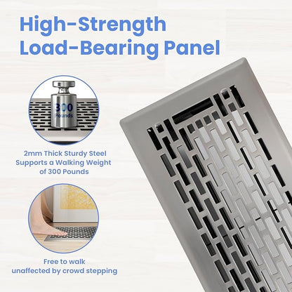 4x12 Inches Heavy Duty Walkable Floor Register - Easy Adjust Air Supply Lever Decorative Floor Vent Covers - Boston Design Vent Covers for Home - Satin Nickel