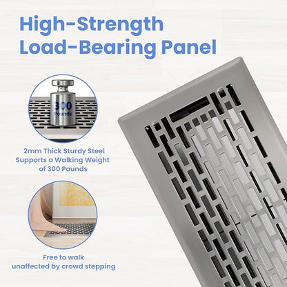 4x10 Inches 2 Pack Heavy Duty Walkable Floor Register - Easy Adjust Air Supply Lever Decorative Floor Vent Covers - Boston Design Vent Covers for Home - Satin Nickel