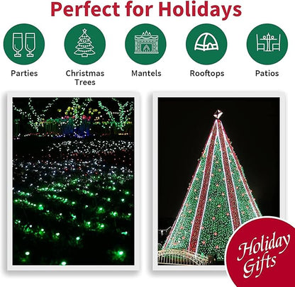 LAMPHOME St. Patrick's Day Mini String Lights, Super-Bright Extendable Green Christmas Lights Decoration 100Lights 19.6ft UL Certified Mini Bulb String Lights Set for Outdoor Christmas Tree Decor