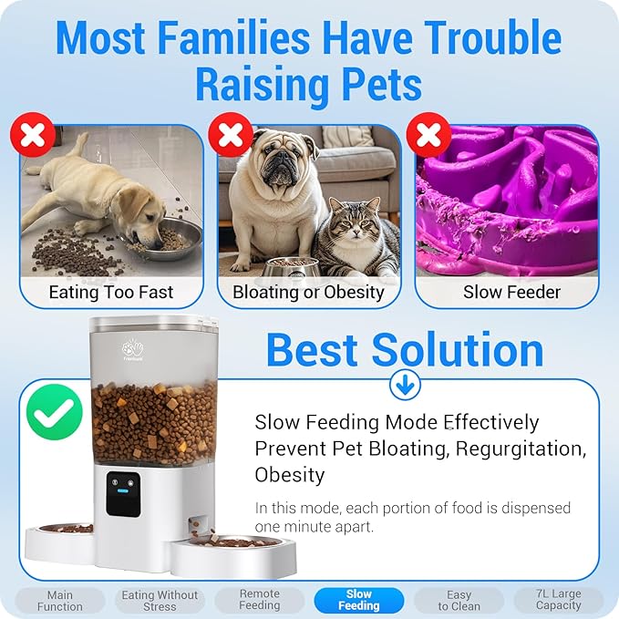 Automatic Cat Feeder with Slow Feed for 2 Cats: 5G WiFi Automatic Dog Feeder with 7L Large Food Storage, Cat Food Dispenser with Alexa for Multiple Pets, Detachable for Easy Cleaning -29 Cup-Mewly Pet