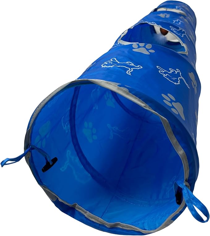 NFL Detroit Lions Cat Tunnel Tube Toy with Plush Football Catnip and Feathers Collapsible Tunnel for Cats to Play, Peek and Hide, Sporty & Fun Cat Tunnel Toy with Team Logo All-Over Design!-Mewly Pet