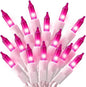 Holiday Pride Pink Christmas Lights White Wire - 100 Count Pink Christmas Lights Indoor (24 Ft) - Indoor/Outdoor Use - UL Certified - Static & Blinking Modes - Connectable