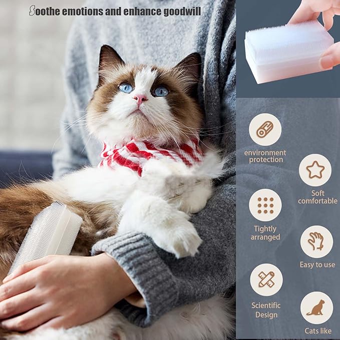 2PC Soft Cat Brush for Grooming - Gentle Cat Tongue Brush with 1300+ Barbed Serrations, Brushes for Sensitive Cats - Lightweight, gentle, Perfect for Daily Grooming & Enhancing Bonding-Mewly Pet