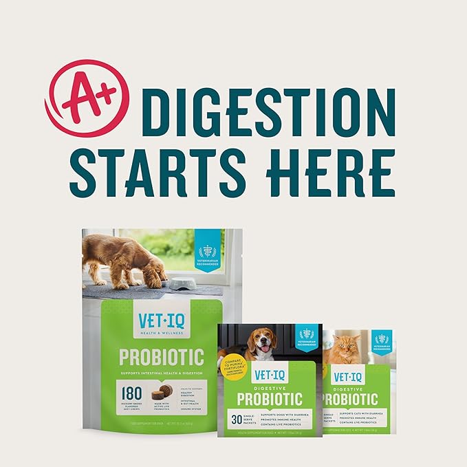 VetIQ Probiotic Powder for Cats, Compare to Fortiflora Probiotic Powder*, Treats Diarrhea and Food Sensitivity, Chicken Flavored Single Serve Packets for Indoor and Outdoor Cats, 30 Count-Mewly Pet