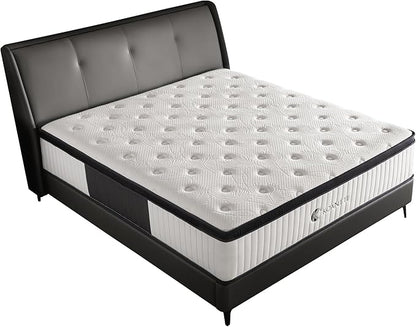 Queen Mattress,12 Inch Queen Size Mattresses Memory Foam Hybrid White Mattress in a Box,with Provide Support and Improve Sleep Mattresses,Medium Firm,CertiPUR-US.