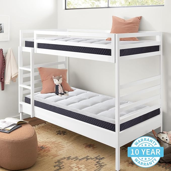 ONENICE 6 Inch Twin Mattress for Kids, Cooling Gel Memory Foam with Plush Removable Pillowtop, CertiPUR-US Certified, Fiberglass-Free, Mattress in a Box for Support & Comfort
