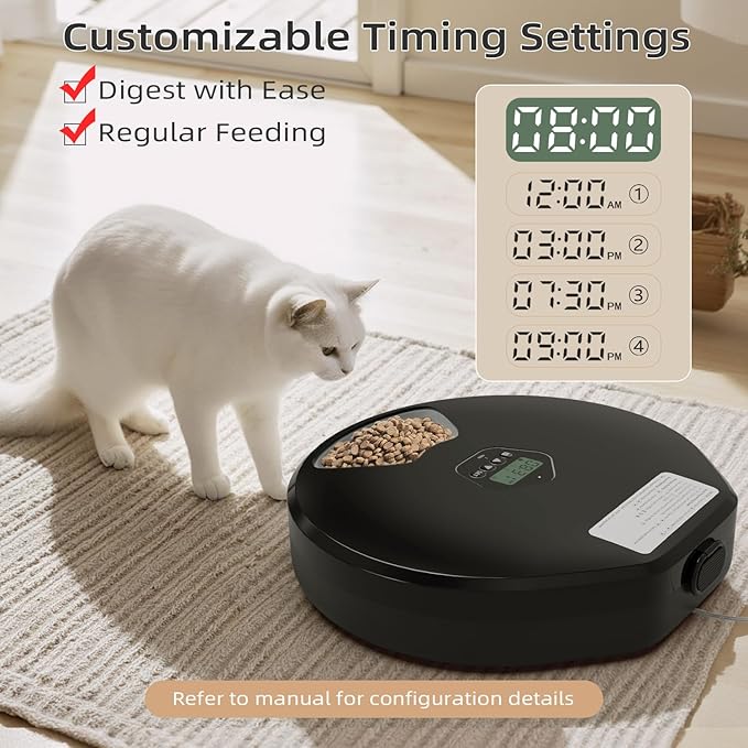 Automatic Pet Feeder for Wet & Dry Food, 5-Meal Timer Dispenser with 2 Ice Packs, Programmable Smart Feeder for Cats/Dogs – Keep Food Fresh Longer (Pet Feeder with 2 Ice Cube Tray)-Mewly Pet