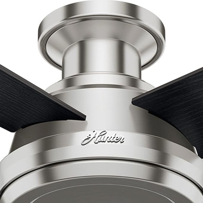 Hunter Fan Company 59247 Dempsey 52 inch Ceiling Fan with Light and Remote, Low Profile Indoor, Brushed Nickel Finish