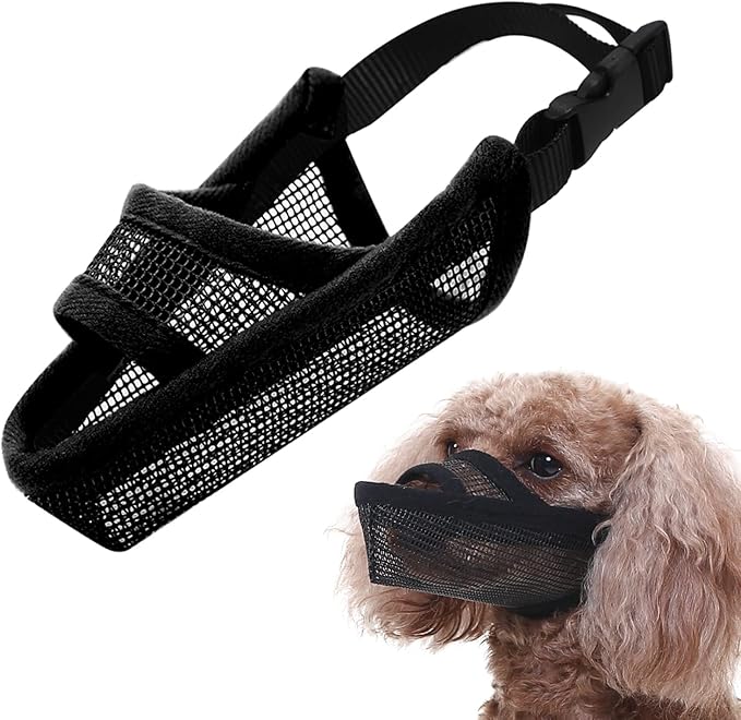 Crazy Felix Nylon Dog Muzzle for Small Medium Large Dogs Dachshund Beagle Poodle Labrador, Air Mesh Breathable and Drinkable Pet Mouth Guard for Anti-Biting Chewing Scavenging(XXXS, Black)-Mewly Pet