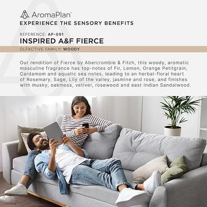 AromaPlan Hotel Scents Inspired by A+F Fierce 16 Fl Oz (473ml), Home Luxury Aroma & Hotel Diffuser Oil- Hotel Diffuser Oil for Aromatherapy- USA Made, Bigger Bottle, Bolder Aroma & Longer Lasting