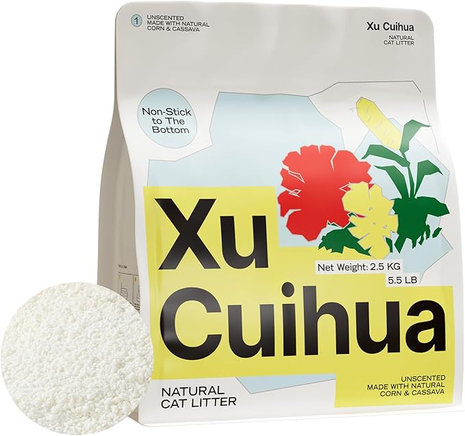 Natural Cat Litter Unscented, 100% Plant-Based, Strong Clumping Litter, Easy Scooping, Clumps Lift Cleanly, Low Dust, Corn & Cassava Litter, 5.5 LB-Mewly Pet
