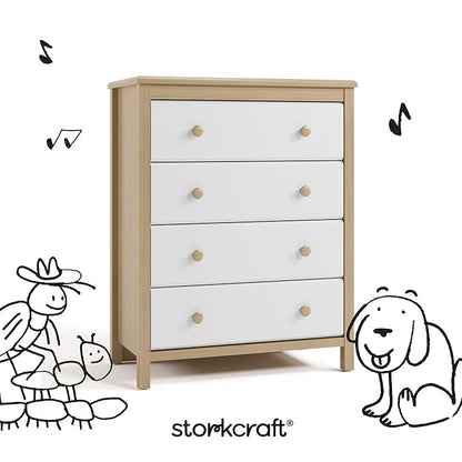 Storkcraft Alpine 4 Drawer Dresser (Driftwood and White) – GREENGUARD Gold Certified, Kids Storage Organizer, Modern 4 Drawer Chest for Bedroom, Must-Have Nursery Storage