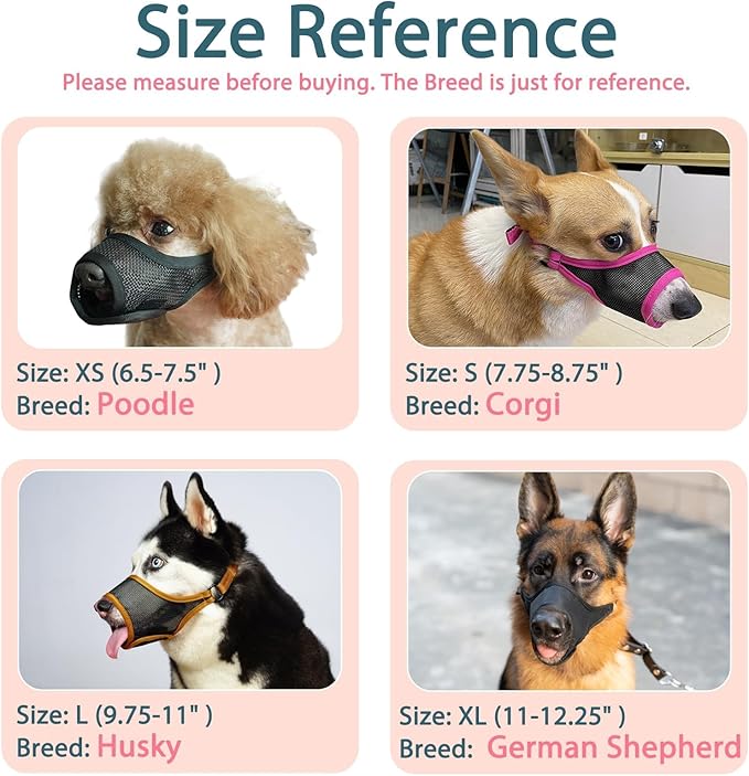 LUCKYPAW Dog Muzzle, Mesh Muzzle for Large Medium Small Dogs, Soft Mouth Guard for Biting Chewing, Breathable Mouth Guard with Adjustable Strap for Training(Brown, XL(Snout:11"-12.25"))-Mewly Pet