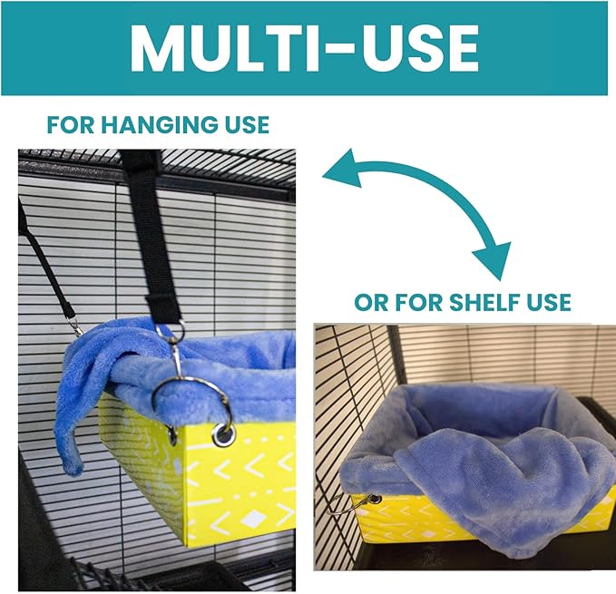Ferret Hammock For Cage Box, use as Hanging Bed or Secure to Cage. Ferret Cage Accessories w/ Adjustable Straps, Perfect Small Pet Bed, Hanging cat hammock Bed, Guinea Pig Bed or Rabbit Bed.-Mewly Pet