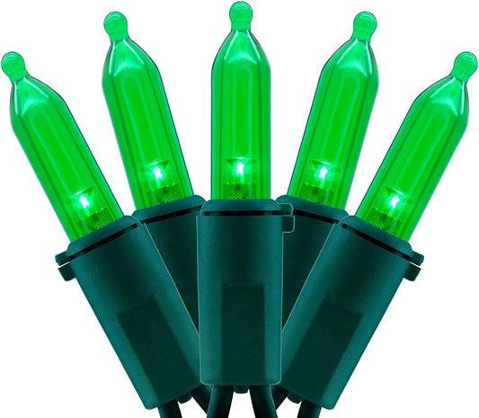 YULETIME 200 Count Green LED Christmas Lights, 66 Feet Green Wire UL Certified Commercial Grade Holiday String Light Set (Green)