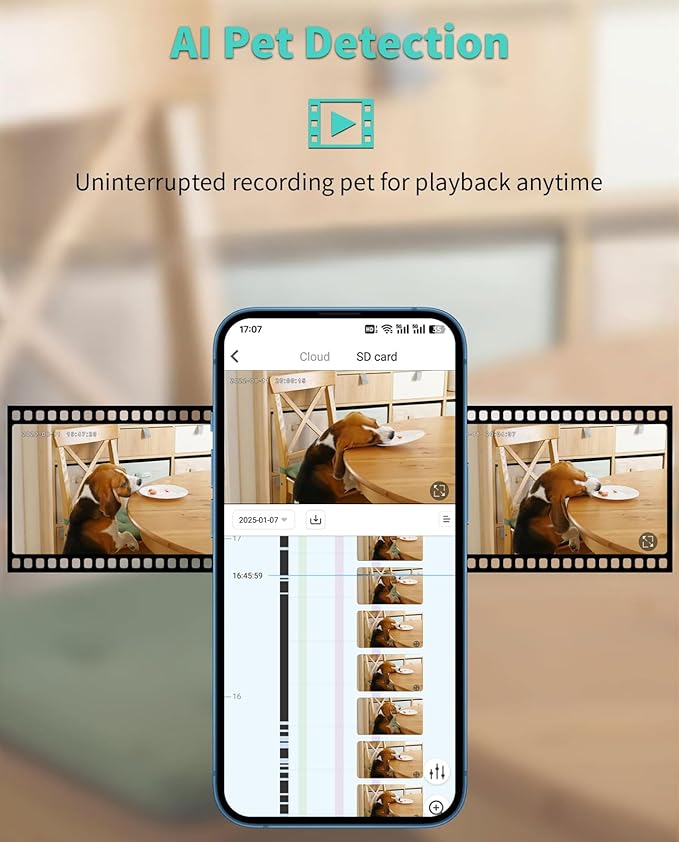 Alaga 3K Pet Camera, Dog Monitor with Phone App, 360° Pan/Tilt, Night Vision, Speaker, WiFi Cameras for Dog/Cat, Compatible with Alexa & Google Assistant, Black, Includes 1-Year Pet Time Album-Mewly Pet
