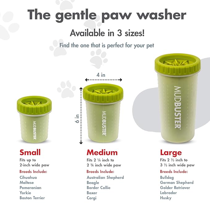 Dexas MudBuster Portable Dog Paw Cleaner, Medium, Green, PW710383-Mewly Pet