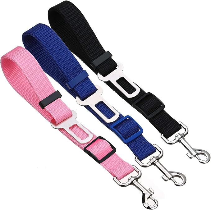 Elisel Elisel 2 Packs Adjustable Length Pet Dog Cat car seat Belt Pet seat Belt Pet Accessories for Dogs Cats and Pets (Pink)-Mewly Pet