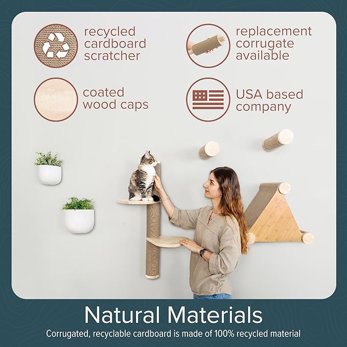 Cat Climbing Wall System – Modern Floating Shelves & Perches for Cats - Sunrise Steps | Ascentials by FurHaven-Mewly Pet