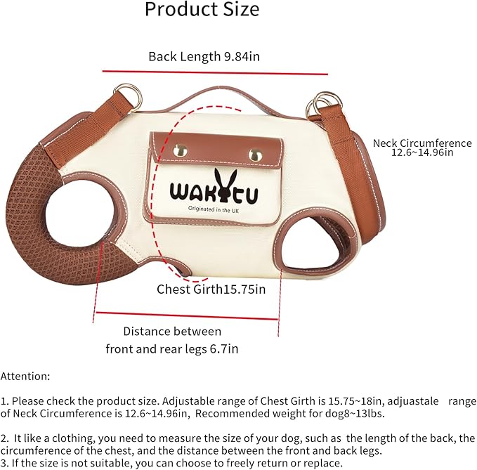 Dog Lift Harness Dog Carrier VES Harness Adjustable Leash with Small Puppy Treat Bag,Fits Most Cars,M-Mewly Pet