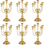 Romadedi Candelabra Gold Candle Holders - 5 Arm 11.8" Wedding Candlestick Holder for Theme Party Table Centerpiece Decor Dining Room Birthday Holiday Christmas, Set of 6