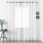 DUALIFE Bright White Sheer Curtains 84 Inches Long Set 2 Panels Grommet Look Semi Transparent Drape Tulle Gauze Voile Window Sheer Curtains for Bedroom Living Room 52X84 Inches Long