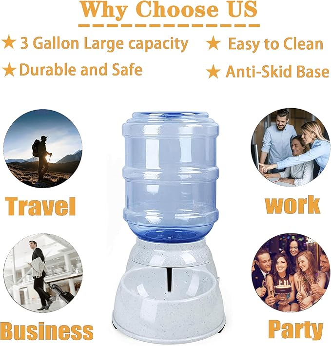 Automatic Dog Water Dispenser, 3 Gallon| 11L Gravity Automatic Pet Water Dispenser Station, Pet Waterer for Dogs and Cats, Large Capacity Water Feeder-Mewly Pet