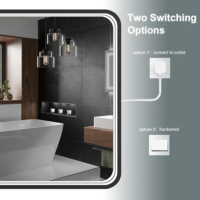 24x36 Inch LED Bathroom Mirror with Lights, Black Metal Framed LED Mirror for Bathroom, 3 Colors and Stepless Dimmable Wall Mounted Lighted Bathroom Vanity Mirror, Anti-Fog, Memory
