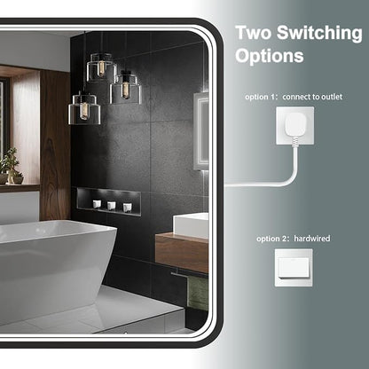 24x36 Inch LED Bathroom Mirror with Lights, Black Metal Framed LED Mirror for Bathroom, 3 Colors and Stepless Dimmable Wall Mounted Lighted Bathroom Vanity Mirror, Anti-Fog, Memory