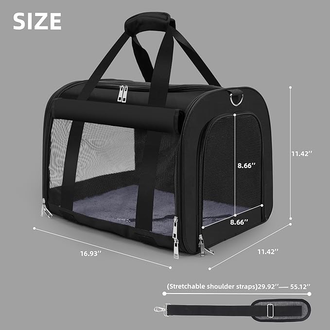 TWDEPART Cat Carrier Backpack - Multifunctional, Firm & Foldable with Roll-Up Shade, Breathable Design Includes Collapsible Bowl & Cushion (Black)-Mewly Pet