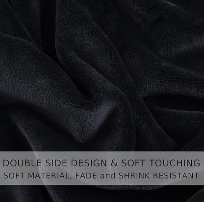 Soft Blanket Travel Size Fleece Warm Fuzzy Throw Blankets for The Bed Sofa Lightweight Charcoal Grey 50"x 61"