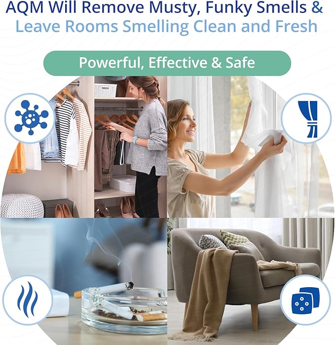 AQM by OdorXit, Air Quality Manager Chlorine Dioxide Odor Removal Packet, Dog Odor Eliminators for Hom, Wet Dog Smell & Car Deodorizer, Cigarette & Strong Smell Neutralizer, 25g-Mewly Pet