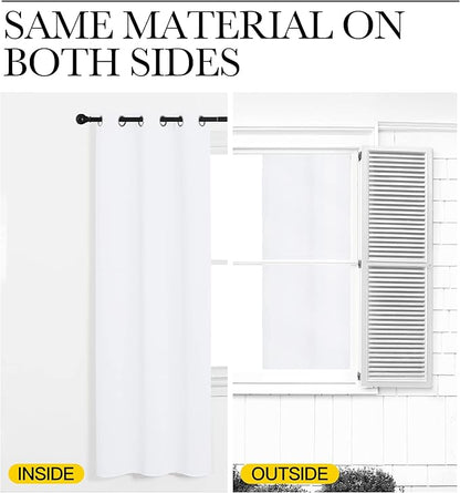NICETOWN White Window Curtain Panels 50 inch Length, 50% Light Blocking Curtains for Bedroom & Dining Room Window (Set of 2, 42 inches x 50 inches)