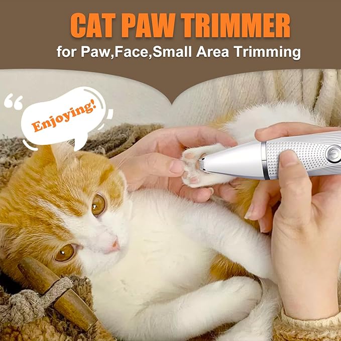 Cat Grooming Clippers Kit with Paw Trimmer, 3 in 1 Electric Pet Hair Trimmer Supplies for Thick Matted Hair, Heavy Coat Butt Shaver Cat Razor Fur Trimmer for Dogs at Home-Mewly Pet