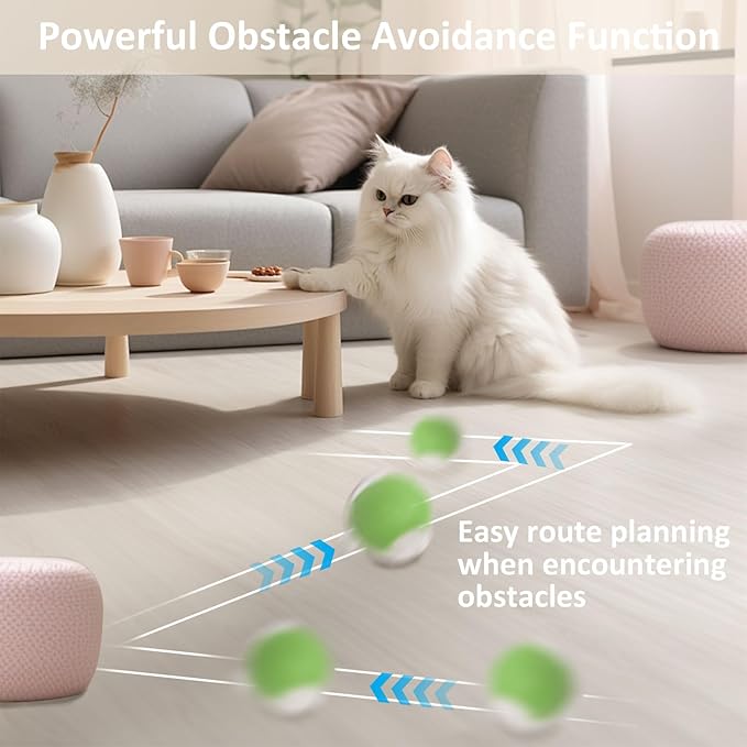 Chewie Viral Rolling Ball, Interactive Cat Toys Ball for Indoor, Cats Interactive Self Rolling Ball Dog Ball Automatic Cat Toy 360° Smart Automatic Rolling Pet Ball (Green)-Mewly Pet