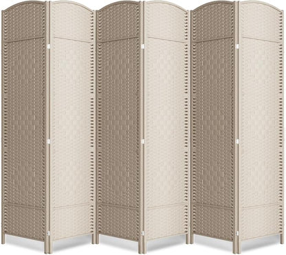 6 Panel Room Divider,6Ft Folding Privacy Screen,Tall - Extra Wide Foldable Panel Partition Wall Divider with Diamond Double-Weaved Hand-Woven Design Room Screen Divider