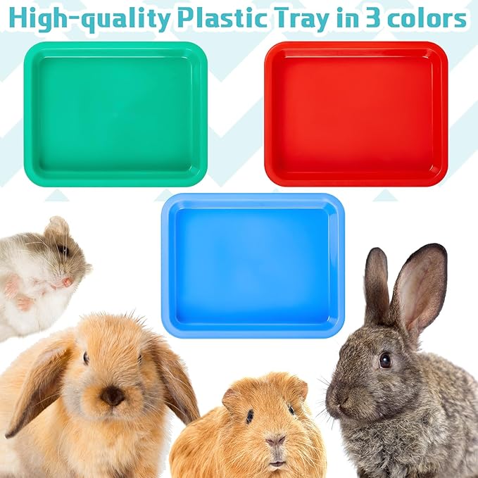 Tessco for you 3 Pcs Open Small Kitten Litter Box Rabbit Pan Waterproof Plastic Litter Tray Travel Toilet for Cats Bunny Guinea Pig Small Pet, Easy Clean(Fresh Color,15.1 x 12 x 1.4 Inch)-Mewly Pet